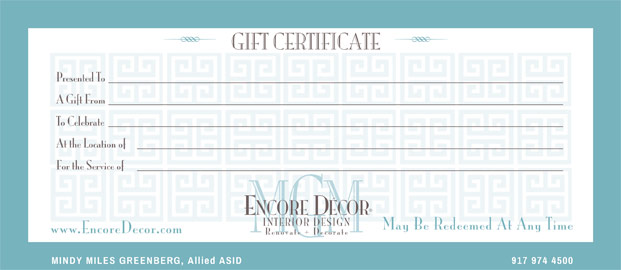 Encore Decor Gift Certificate